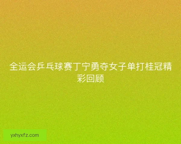 全运会乒乓球赛丁宁勇夺女子单打桂冠精彩回顾